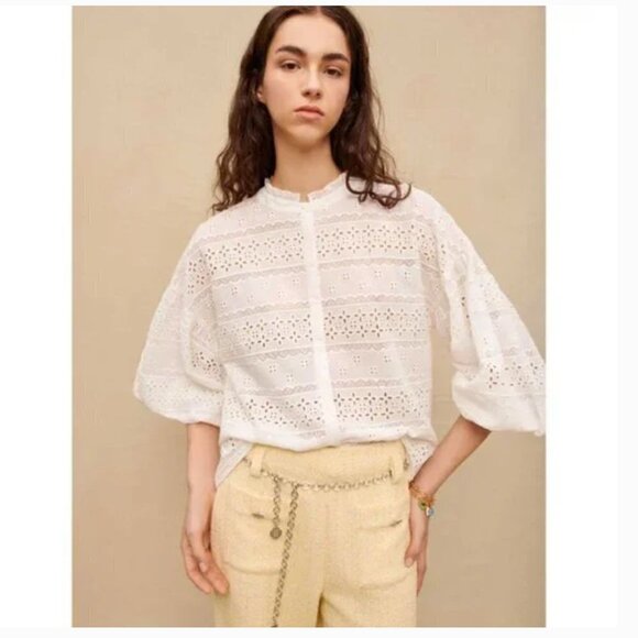MAJE Ceanno Embroidered Blouse Size 0 - Picture 1 of 4
